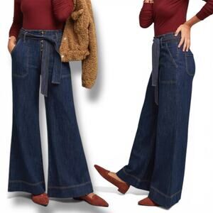 Anthropologie Pilcro Ultra High Rise Wide Leg Jeans Size 25 Petite Button Fly